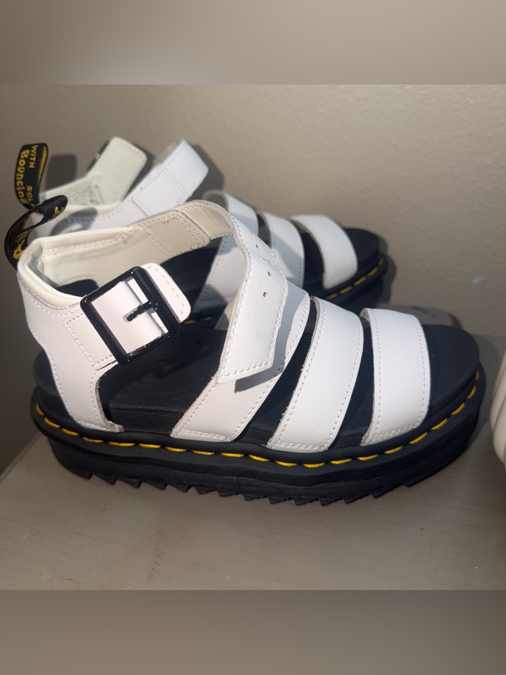 Dr martins white and black sandals